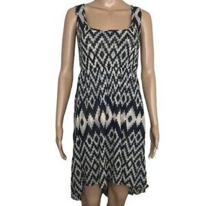 Anthropologie Lilka Dress Black White Tribal Print Hi-low Hem Sleeveless Size XS
